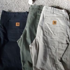 3 pairs Carhartt carpenter pants heavy canvas.